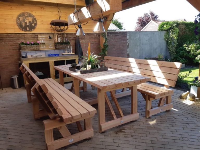 BANKENSET PICKNICKTAFEL MET LOSSE BANKEN van duurzaam DOUGLAS hout